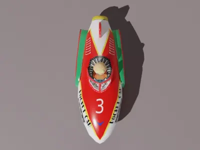 Antique Tin Toy Rocket Car Low-poly 3D model