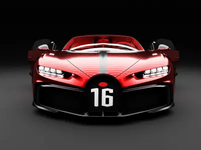 Bugatti Car 3D Model Low-poly 3D model