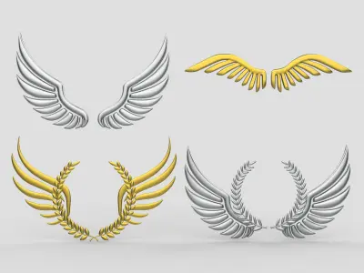Gold Winged Laurel Wreath  3D model