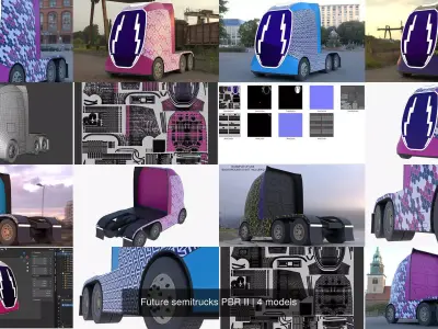 Future semitrucks PBR II 3D Model Pack