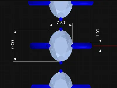 OVAL STONES RING  Free 3D print model
