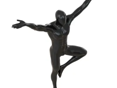 Male abstract mannequin stands in yoga pose 111 3D model
