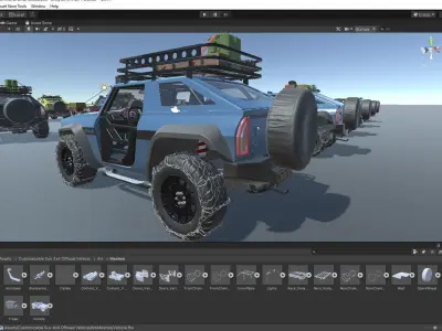 Customizable Suv 4x4 Offroad Vehicle for Unity3D Low-poly 3D model