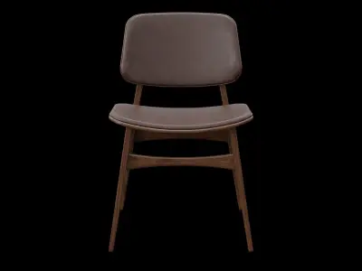 Soborg Chair Model-3052-leather 96 and oak smoked Low-poly 3D model
