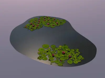 Pond with lily pads Low-poly 3D model