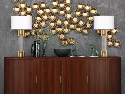 Decorative set Golden panel 3D model