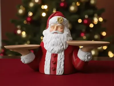 Santa Claus bust tray holder for Christmas decoration parts 3D print model