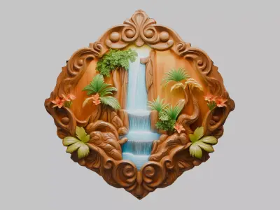Highly Polished Wooden Carving Low-poly 3D model