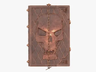 Old book in leather decorated 02 3D model