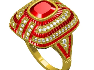 Unique Vintage Style Art Deco Ring 3D print model