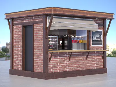 KIOSK STONE WALL 3D model
