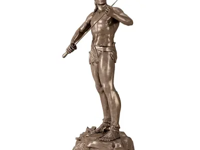 Statuette Man Sword 3D model