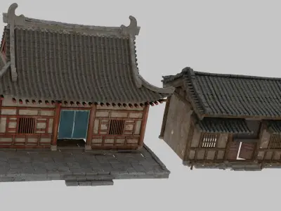 Chinese ancient architecture - collection Low-poly 3D model