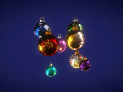 Christmas decoration balls Low-poly 3D model