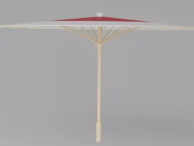 Cartoon Japanese White Umbrella 3D model