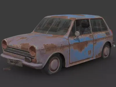 Abandoned Car - Honda N600 Low-poly 3D model