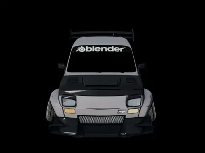 Toon style Fiat polski Drift spec eevee Low-poly 3D model