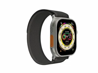 Apple Watch Ultra Trail Loop Black And Grey Color 3D Model Low-poly 3D model