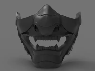 Samurai oni demon mask v3 3D print model 3D print model