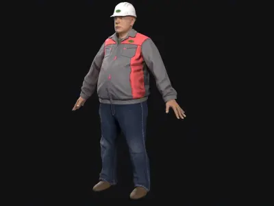 Factory worker low poly Low-poly 3D model