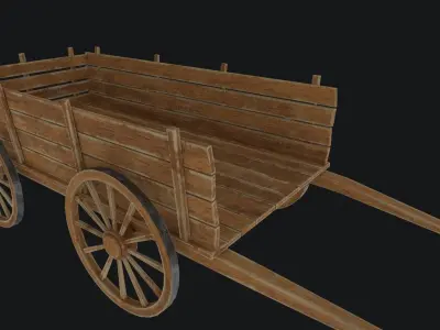 Old Wooden Cart Low-poly 3D model