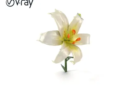 Majestic White Lily Floral Sculpture model pack Low-poly 3D model