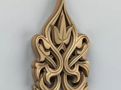 Carved decor vertical 008 3D model