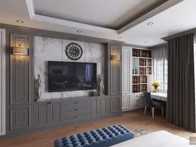 Bedroom modern with accents 3D model
