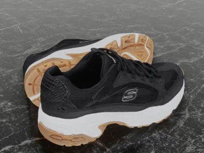 SKECHERS 3D SHOES - BLACK - WHITE - BROWN Low-poly 3D model