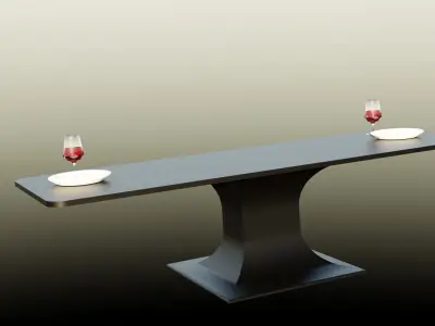 Table with two glasses 3D model