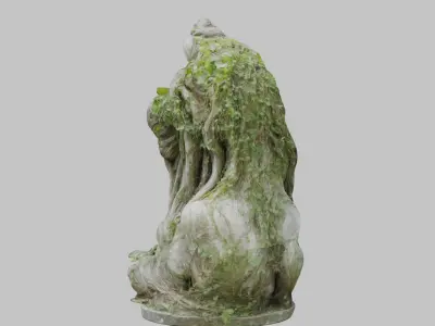 Weathered Woman Statue - Ancient Stone Sculpture Low-poly 3D model