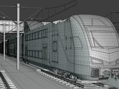 Station with Stadler train USA II 3D model