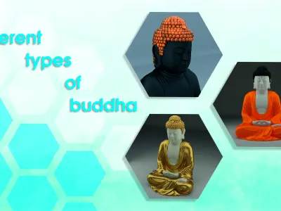 Different types of buddha Low-poly 3D model