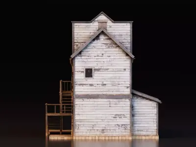 Old Western Wooden House Low-poly 3D model
