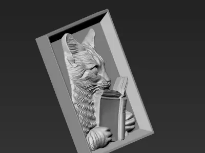 Cat Reading A40 3D print model