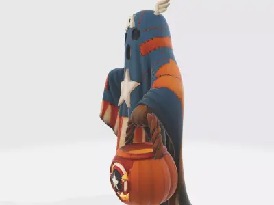 Captain America Ghost Halloween Decor Superhero Pumpkin  3D print model