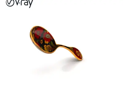 Decorative Floral Spoon D Model Pack Low-poly 3D model