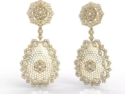 Luxury Chandelier Diamond Earrings 3D print model