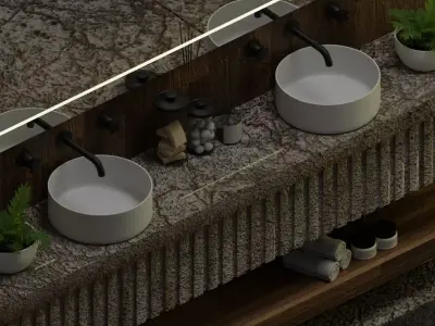 Isometric Bathroom Scene - Stylized Low-Poly Interior Low-poly 3D model