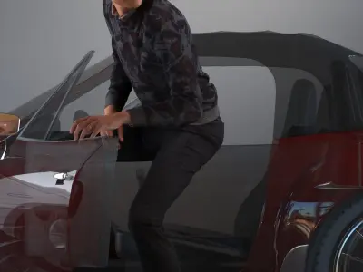 Set of low poly men in car related poses 3D model