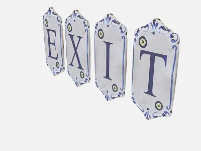 old stone exit sign 02 Low-poly 3D model