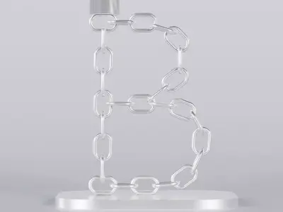Alphabet B Chain Silver Candleholder 3D Model True 4K PBR Render Low-poly 3D model