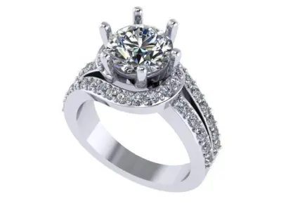 Model Test diamond engagement ring gold Free 3D print model
