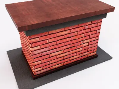 Bricks fireplace low poly 3d model  Low-poly 3D model