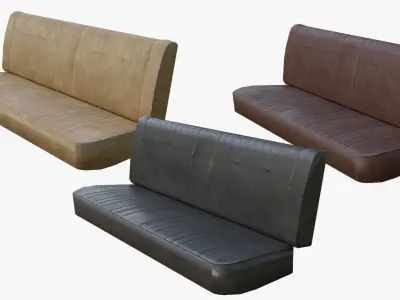 Classic Car Back Seat many Leather PBR Options Low-poly 3D model