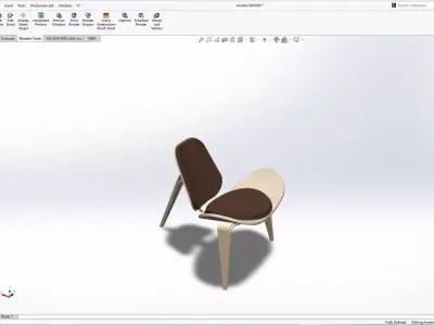 Ergonomic Wooden Chair - SolidWorks Model Low-poly 3D model