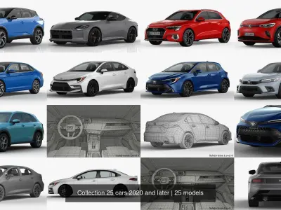 Collection 25 cars 2020 and later 3D Model Pack