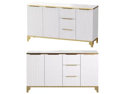 White Sideboard with Tempered Glass 3D model