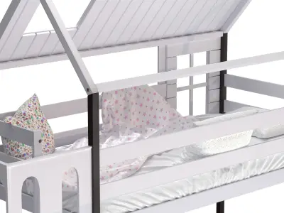 Childrens bed loft house Nordkapp - with ladder chest of drawers 3D model