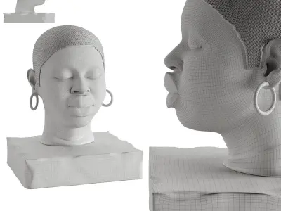 Modern Figure Head Female Black Red Lip   3D model